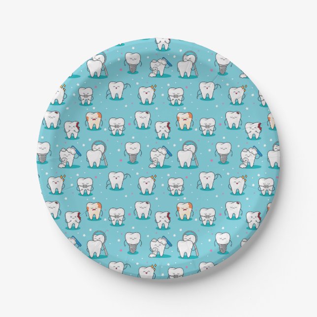 Assiettes En Carton Motif dentaire mignon (Devant)