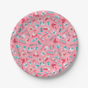 Assiettes En Carton Motif dentaire rose