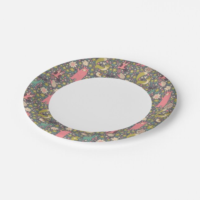 Assiettes En Carton Motif des animaux de la forêt (Angle)