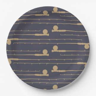 Assiettes En Carton Motif des bâtons de pêche aérienne
