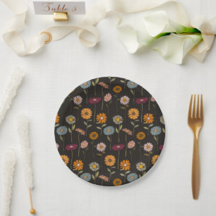 Assiettes En Carton Motif des fleurs de marguerites rétro