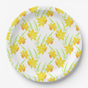 Assiettes En Carton Motif des jonquilles d'aquarelle