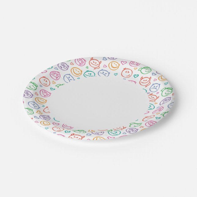Assiettes En Carton motif des sourires (Angle)
