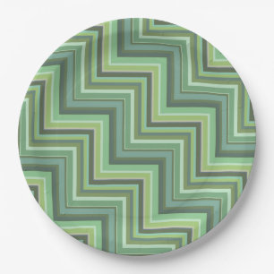 Assiettes En Carton Motif d'escalier à rayures vert olive