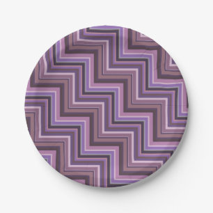 Assiettes En Carton Motif d'escaliers à rayures mauve