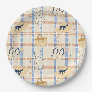 Assiettes En Carton Motif d'essentiels de plage d'été (7)