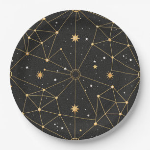 Assiettes En Carton Motif d'étoile de constellation céleste (3)