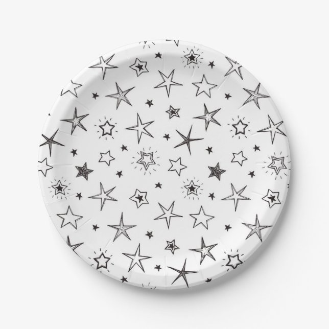 Assiettes En Carton Motif d'étoiles (Devant)