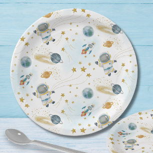 Assiettes En Carton Motif d'étoiles d'astronaute dans l'espace