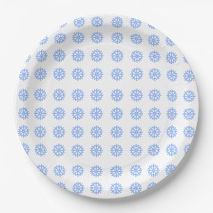 Assiettes En Carton Motif d'hiver bleu clair Snowflake