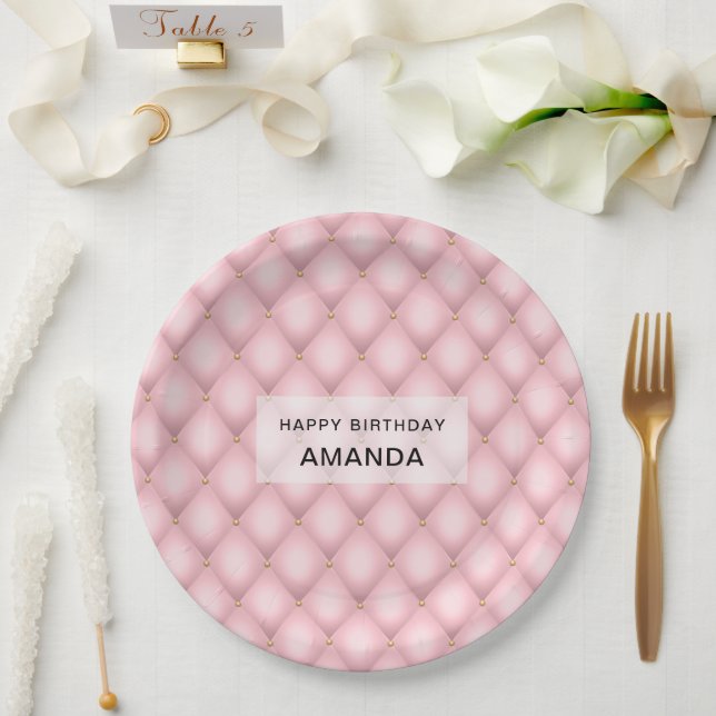 Assiettes En Carton Motif Diamond Tufted Rose de luxe Anniversaire (Mariage)