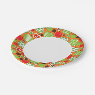 Assiettes En Carton motif d'illustration de la pomme coupée