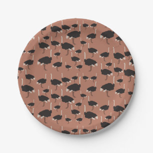 Assiettes En Carton Motif d'illustration Ostrich Bird