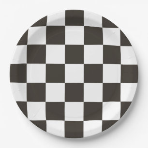 Assiettes En Carton motif d'indicateur À damiers