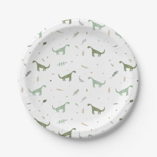 Assiettes En Carton Motif Dinosaure Vert