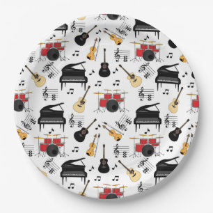 Assiettes En Carton Motif d'instrument de musique