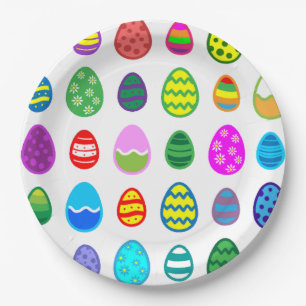 Assiettes En Carton Motif d'œufs de Pâques