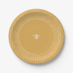 Assiettes En Carton Motif d'or de nid d'abeilles