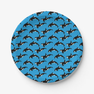 Assiettes En Carton Motif d'orque : Bleu