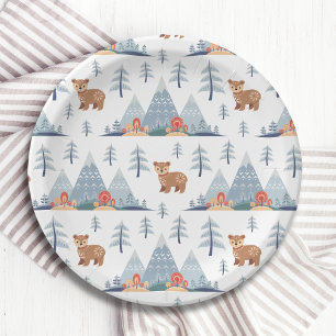 Assiettes En Carton Motif d'ours de vacances nordique
