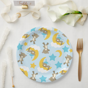 Assiettes En Carton Motif D'Ours, Mignonnes Ours, Nounours, Étoiles