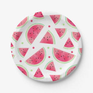 Assiettes En Carton Motif doux de pastèque d'aquarelle