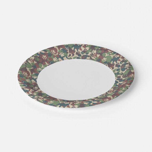 Assiettes En Carton Motif du chamouflage de chien (Angle)