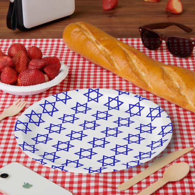 Assiettes En Carton Motif du drapeau israélien (Pique-nique)
