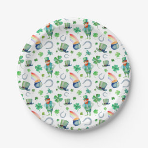 Assiettes En Carton Motif du jour de St Patrick d'aquarelle