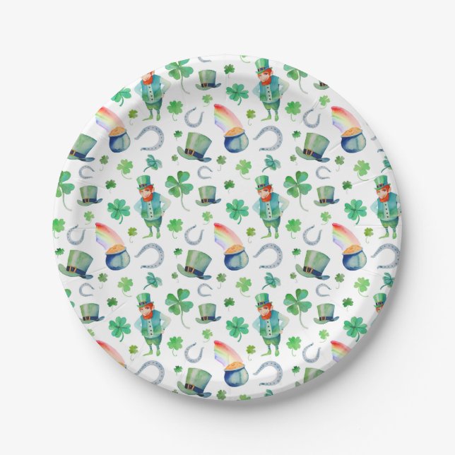 Assiettes En Carton Motif du jour de St Patrick d'aquarelle (Devant)