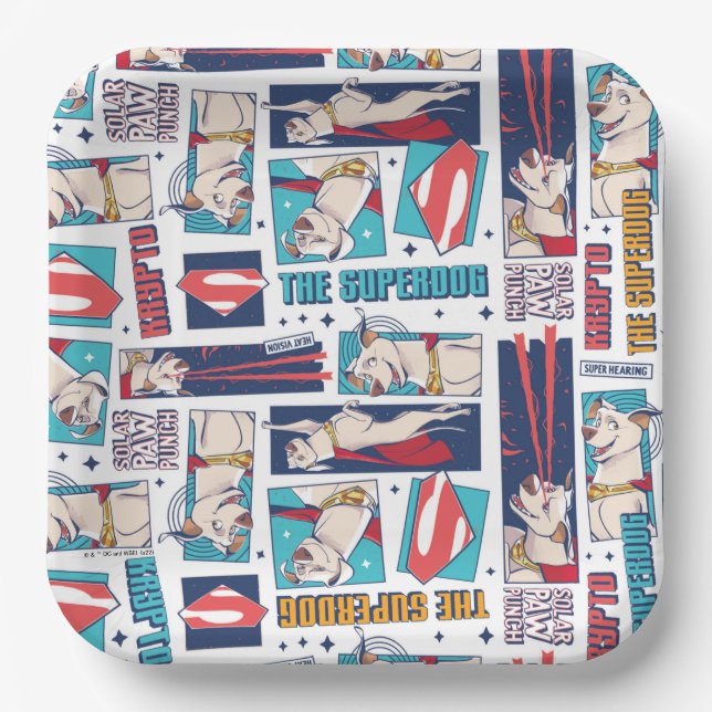 Assiettes En Carton Motif du panneau de dessin Krypto (Recto)
