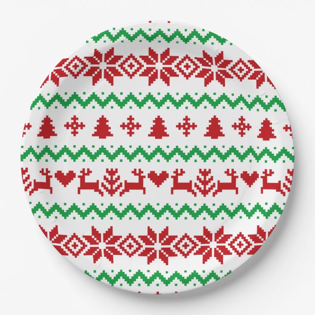 Assiettes En Carton Motif du pull de Noël (Devant)