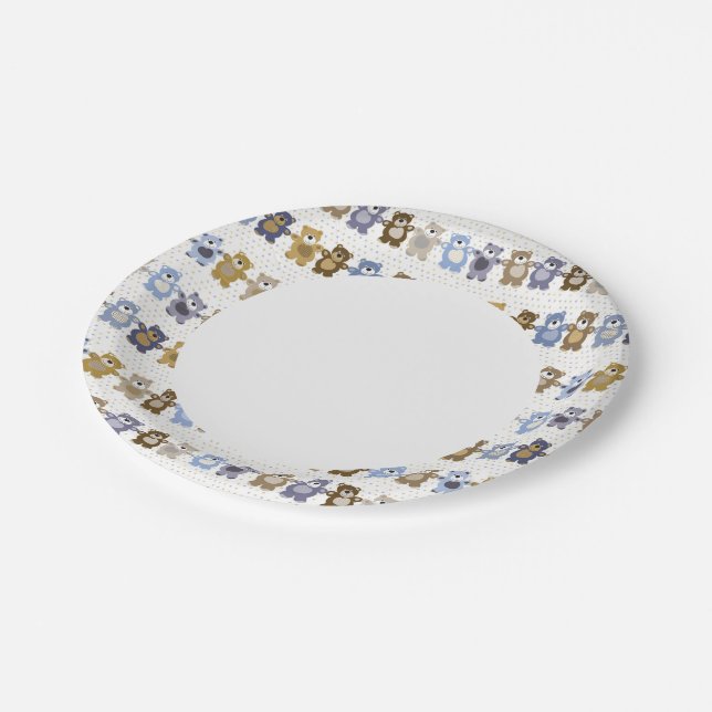 Assiettes En Carton motif d'un ours en peluche (Angle)