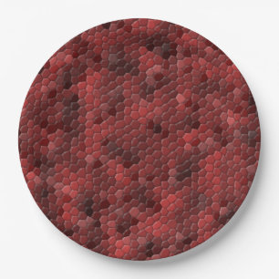 Assiettes En Carton Motif Écailles de Serpent Rouges
