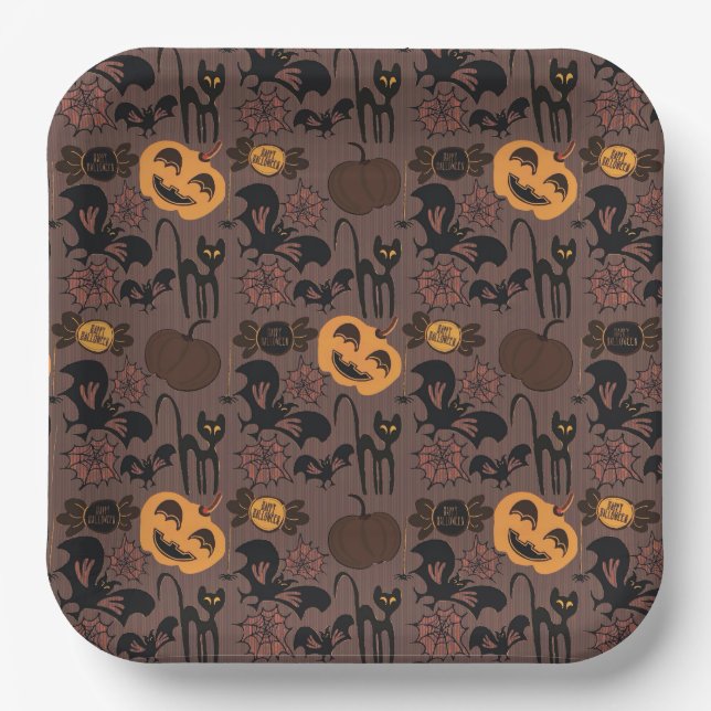 Assiettes En Carton Motif Éffrayant Halloween unique (Recto)