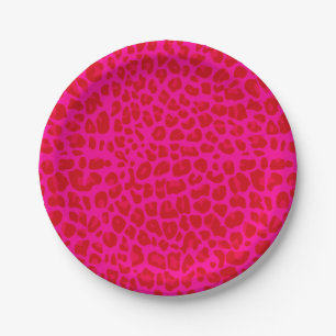 Assiettes En Carton Motif empreinte de léopard rose chaud Neon