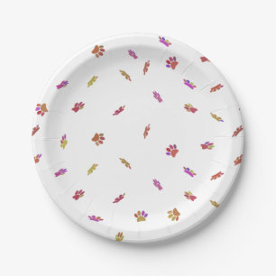 Assiettes En Carton Motif Empreinte de patte Confetti Chien Personnali