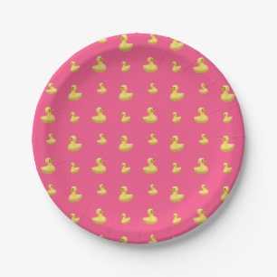 Assiettes En Carton Motif en caoutchouc rose de canard