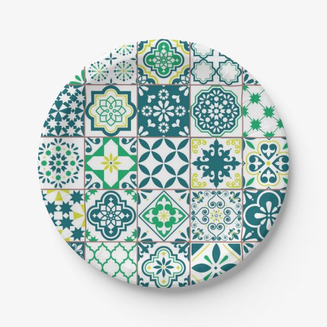 Assiettes En Carton Motif en céramique (Devant)
