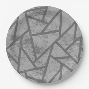 Assiettes En Carton Motif en mosaïque gris