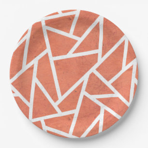 Assiettes En Carton Motif en mosaïque orange mandarin