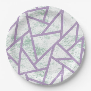 Assiettes En Carton Motif en mosaïque vert clair et lavande