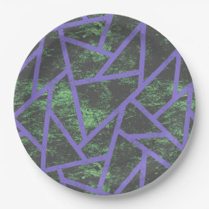 Assiettes En Carton Motif en mosaïque violet et verte