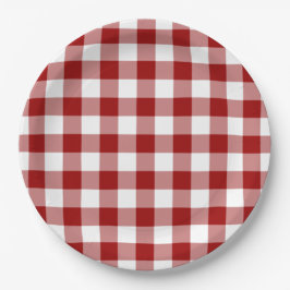 Assiettes En Carton Motif En vichy rouge et blanc