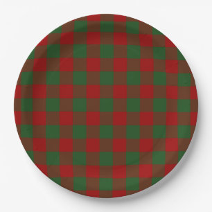 Assiettes En Carton Motif En vichy rouge et vert