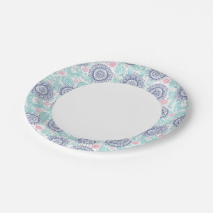 Assiettes En Carton Motif Ethnic Paisley