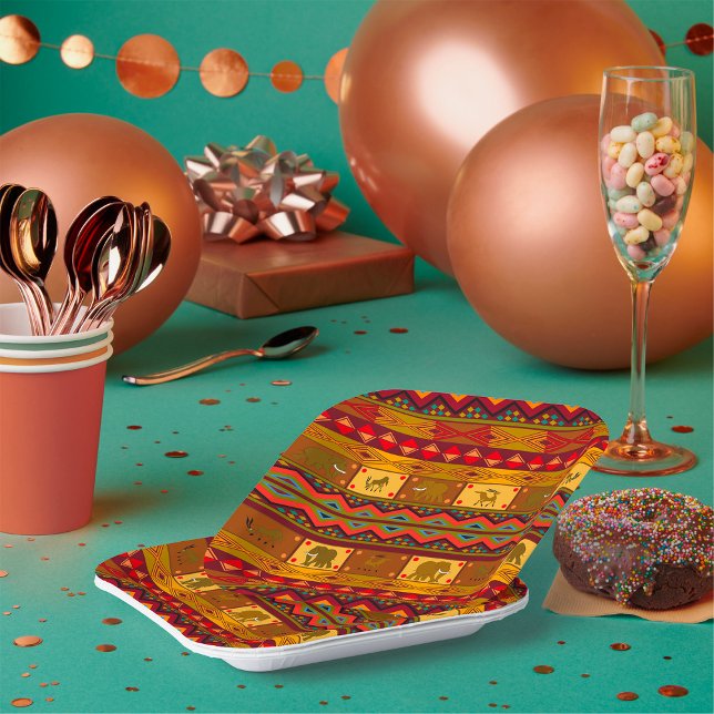 Assiettes En Carton Motif ethnique (Créateur téléchargé)