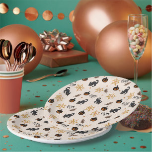 Assiettes En Carton Motif étoile Arrière - plan d'Halloween
