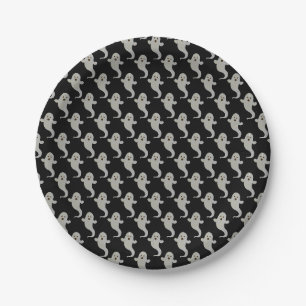 Assiettes En Carton Motif fantôme noir et blanc classique