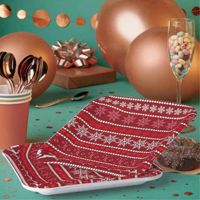 Assiettes En Carton Motif Festif Noël Snowflake (Multi)